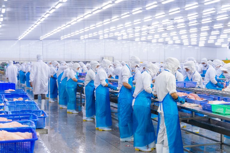 Đội ngũ làm việc trong khu vực sản xuất của doanh nghiệp